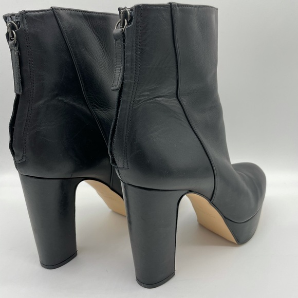 Zara Black Leather Heeled Platform Ankle Boots. - Picture 9 of 15
